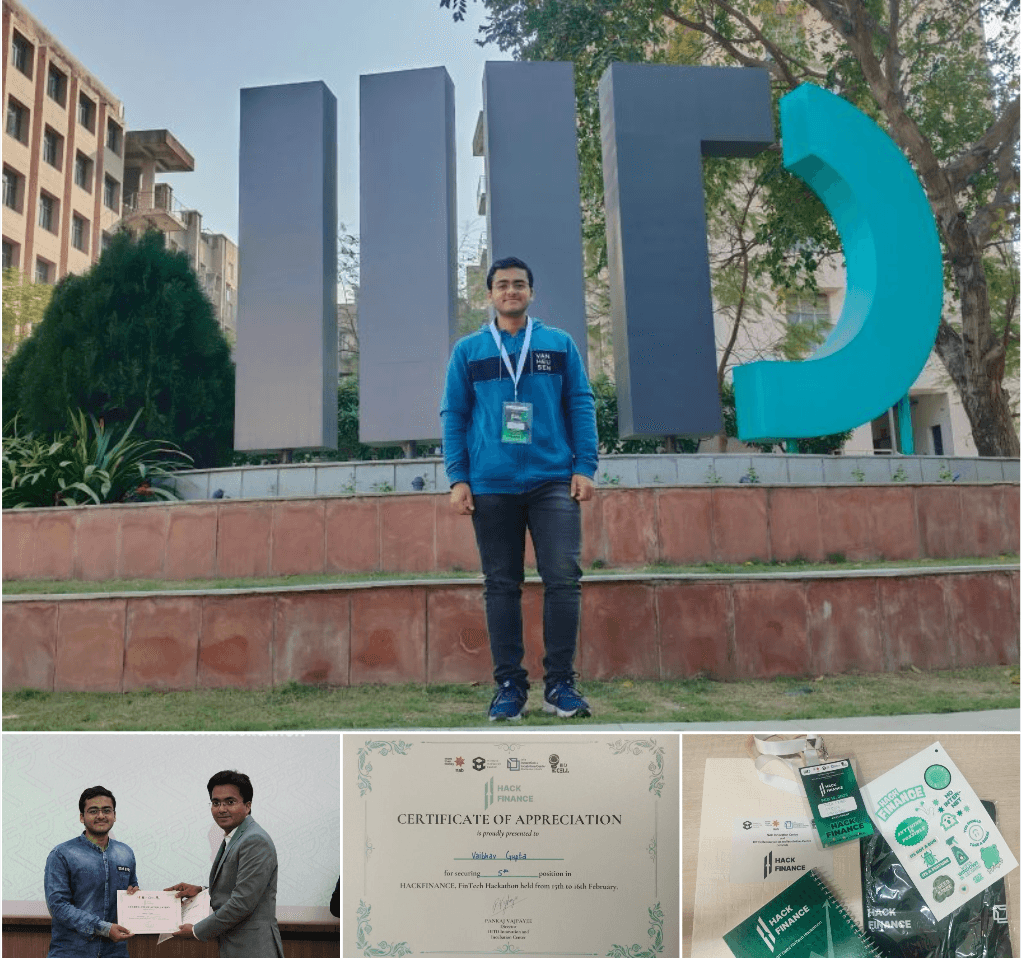 HackFinance IIIT Delhi result post for Team TechTribe
